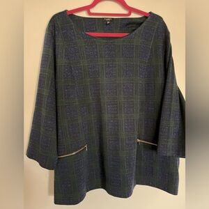 Talbots 3X Petite Shimmery Plaid Top